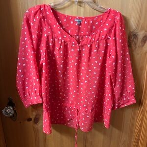 Charlotte Russe Red Heart Print Blouse